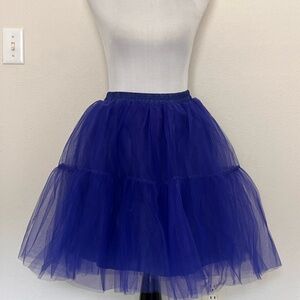 Elegant Blue Mesh Lined Tulle Skirt XL